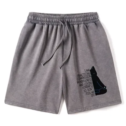 Tokyo-Tiger Calm Black Cat With Anger Issues Washed Shorts