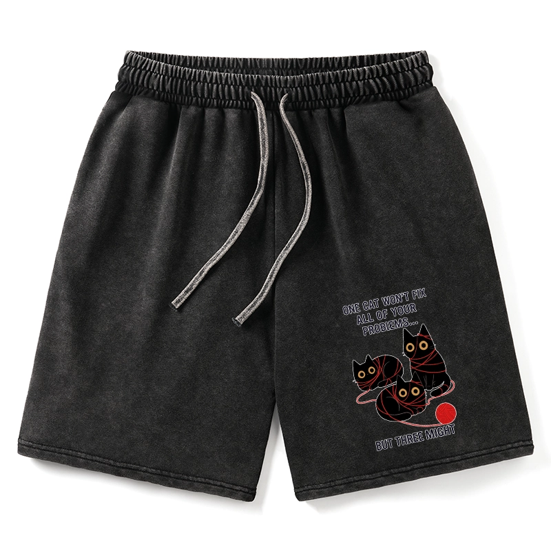 Tokyo-Tiger Three Cats Fix All Problems Washed Shorts