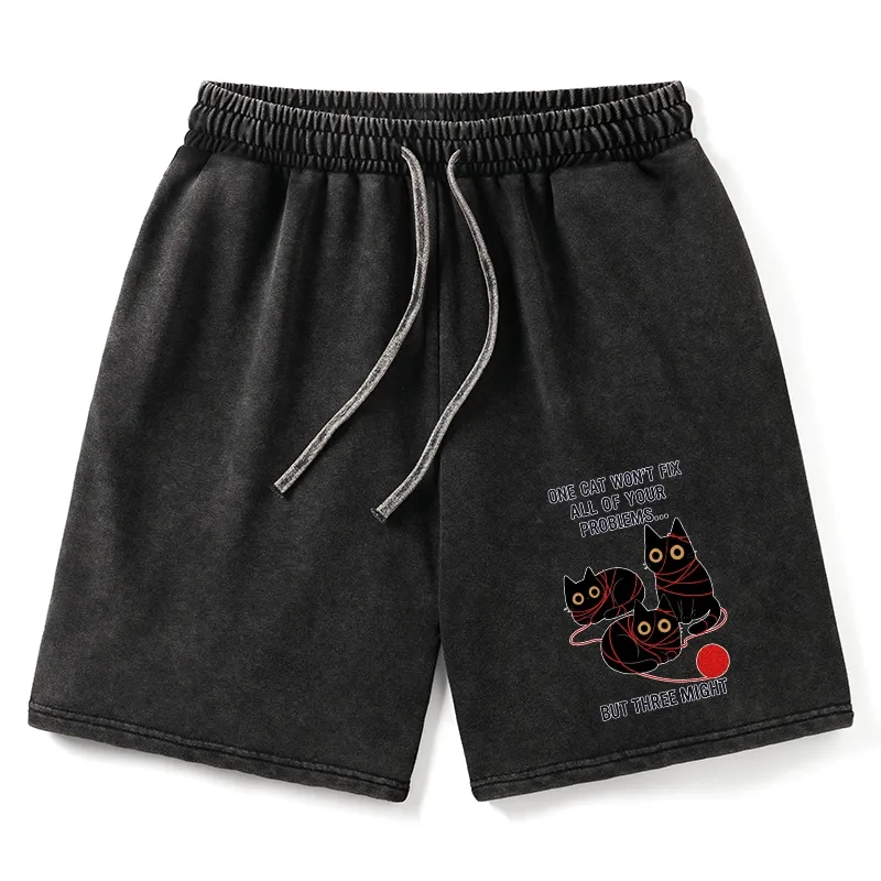 Tokyo-Tiger Three Cats Fix All Problems Washed Shorts