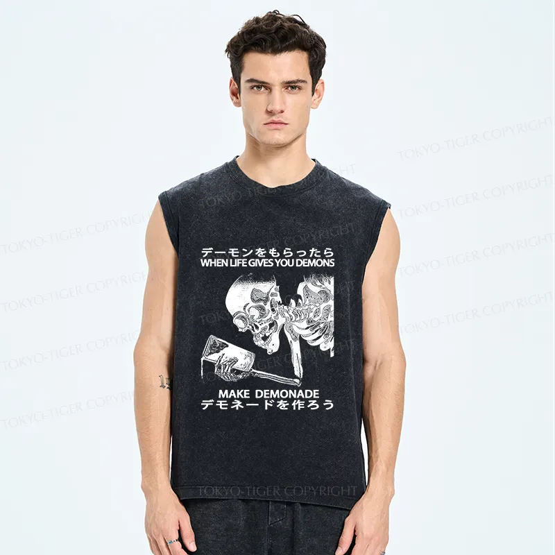 Tokyo-Tiger Make Demonade Funny Washed Tank