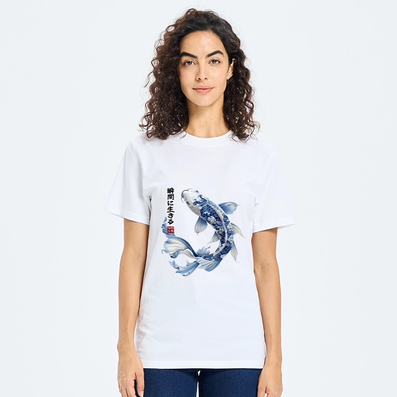 Tokyo-Tiger Blue And White Koi Fish Japanese Art Print Classic T-Shirt