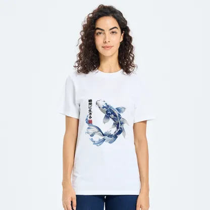 Tokyo-Tiger Blue And White Koi Fish Japanese Art Print Classic T-Shirt
