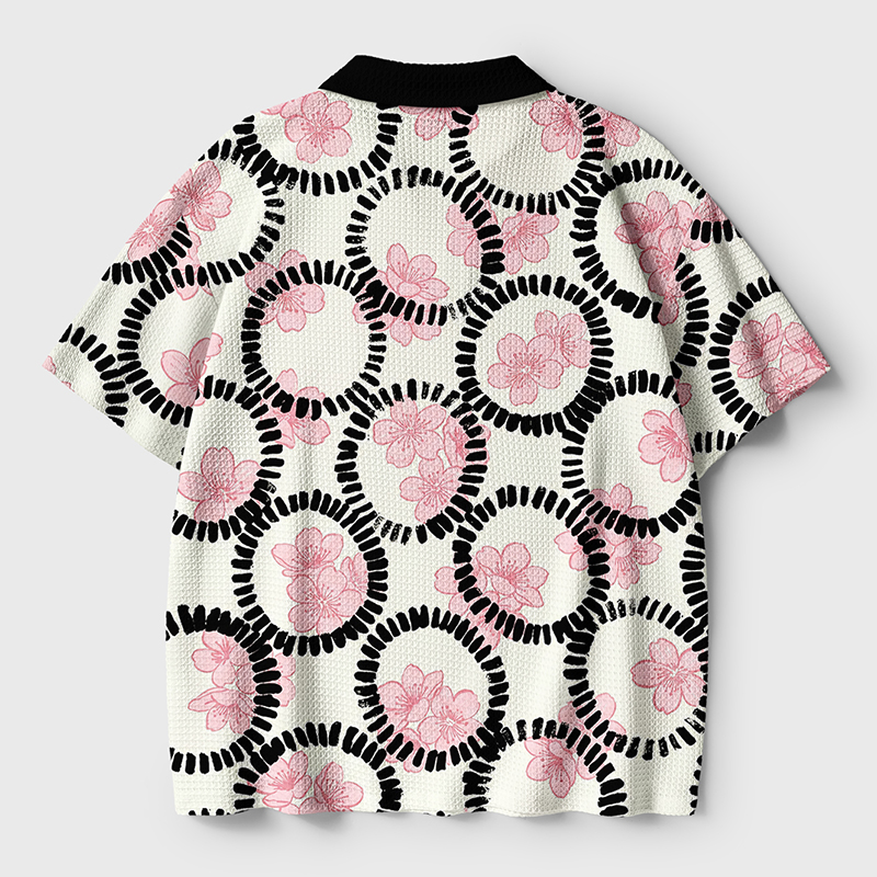 Tokyo-Tiger Circle Of Sakura Crochet Polo Shirt