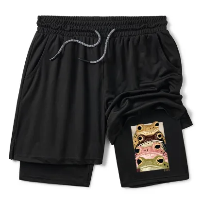 Tokyo-Tiger Whimsical Multi Colored Frog Art Training Shorts