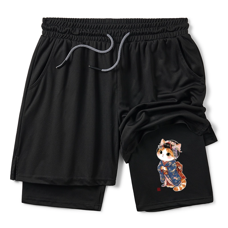 Tokyo-Tiger Cat Dressed As A Geisha Funny Training Shorts