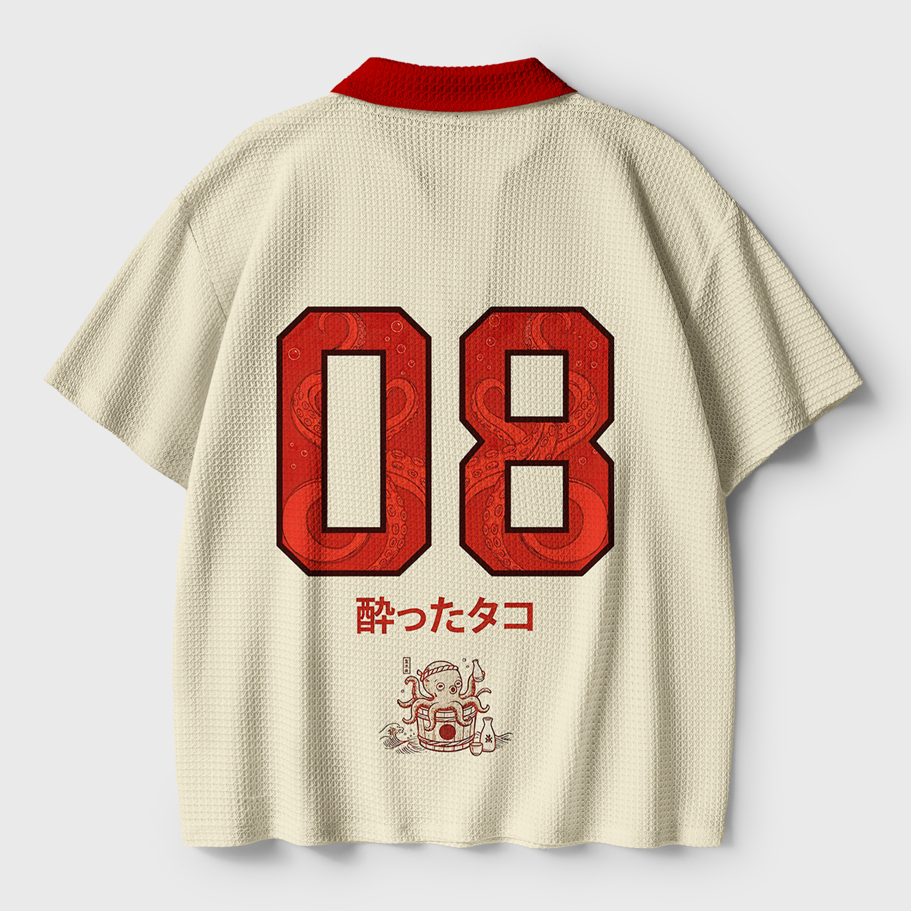 Tokyo-Tiger Drunken Octopus Japan Crochet Polo Shirt