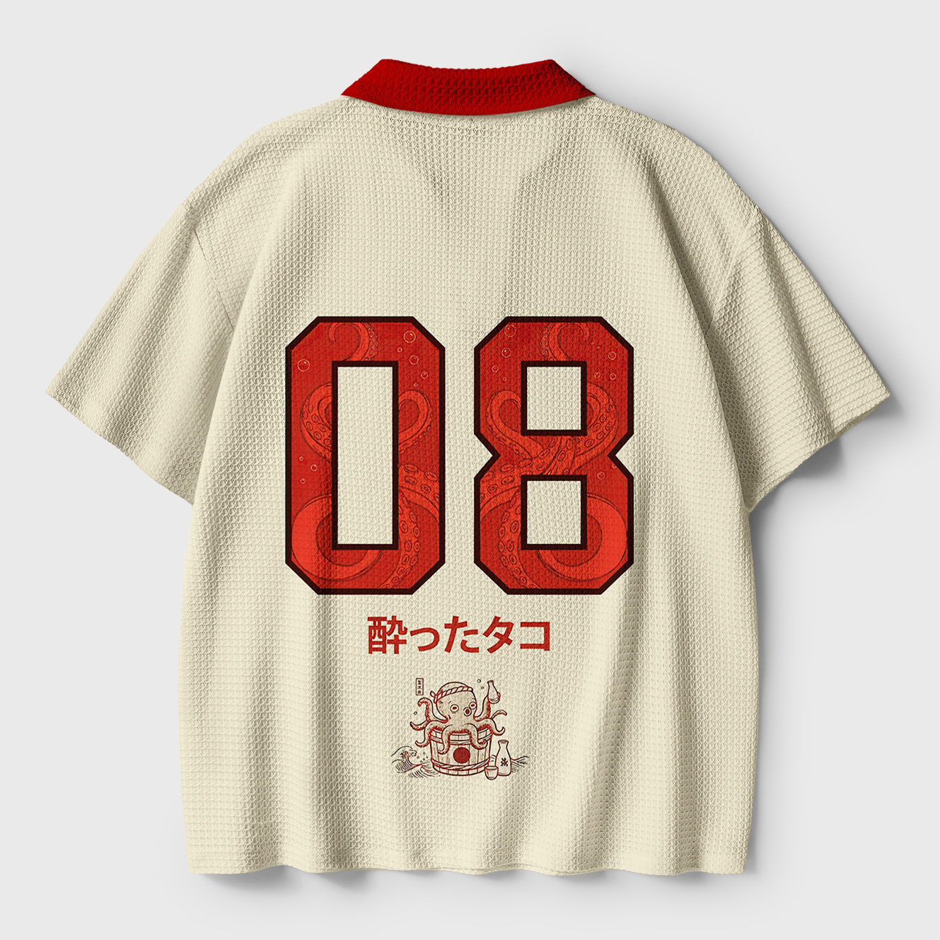 Tokyo-Tiger Drunken Octopus Japan Crochet Polo Shirt