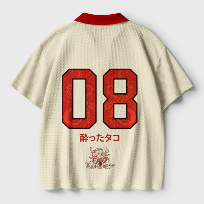 Tokyo-Tiger Drunken Octopus Japan Crochet Polo Shirt
