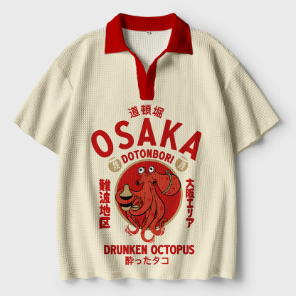 Tokyo-Tiger Drunken Octopus Japan Crochet Polo Shirt