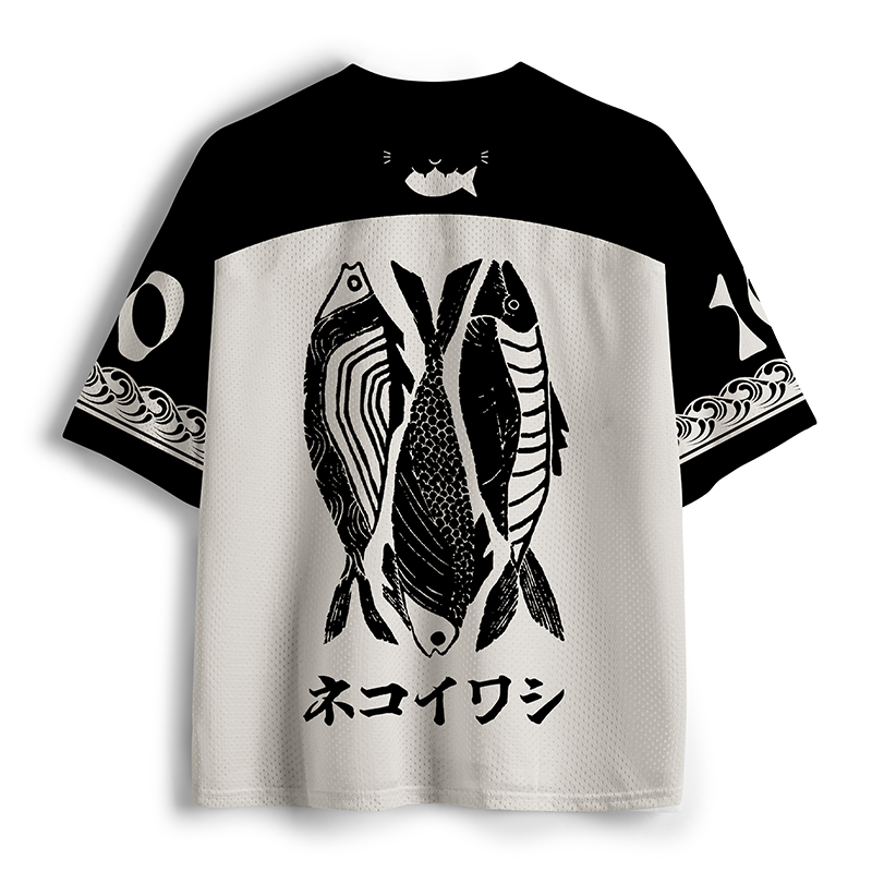 Tokyo-Tiger Cat And Canned Fish Mesh Jersey