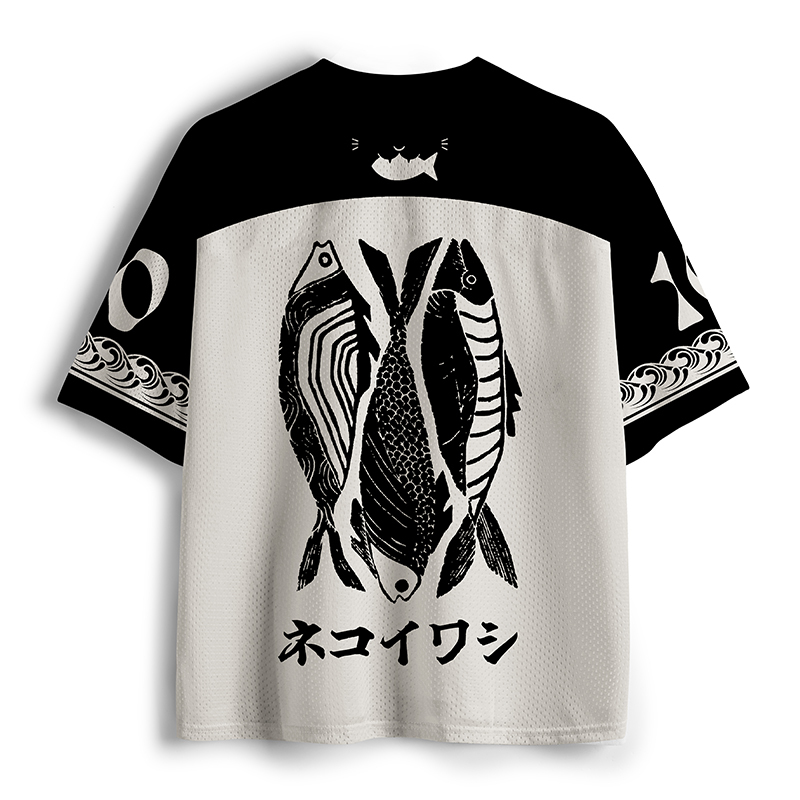Tokyo-Tiger Cat And Canned Fish Mesh Jersey
