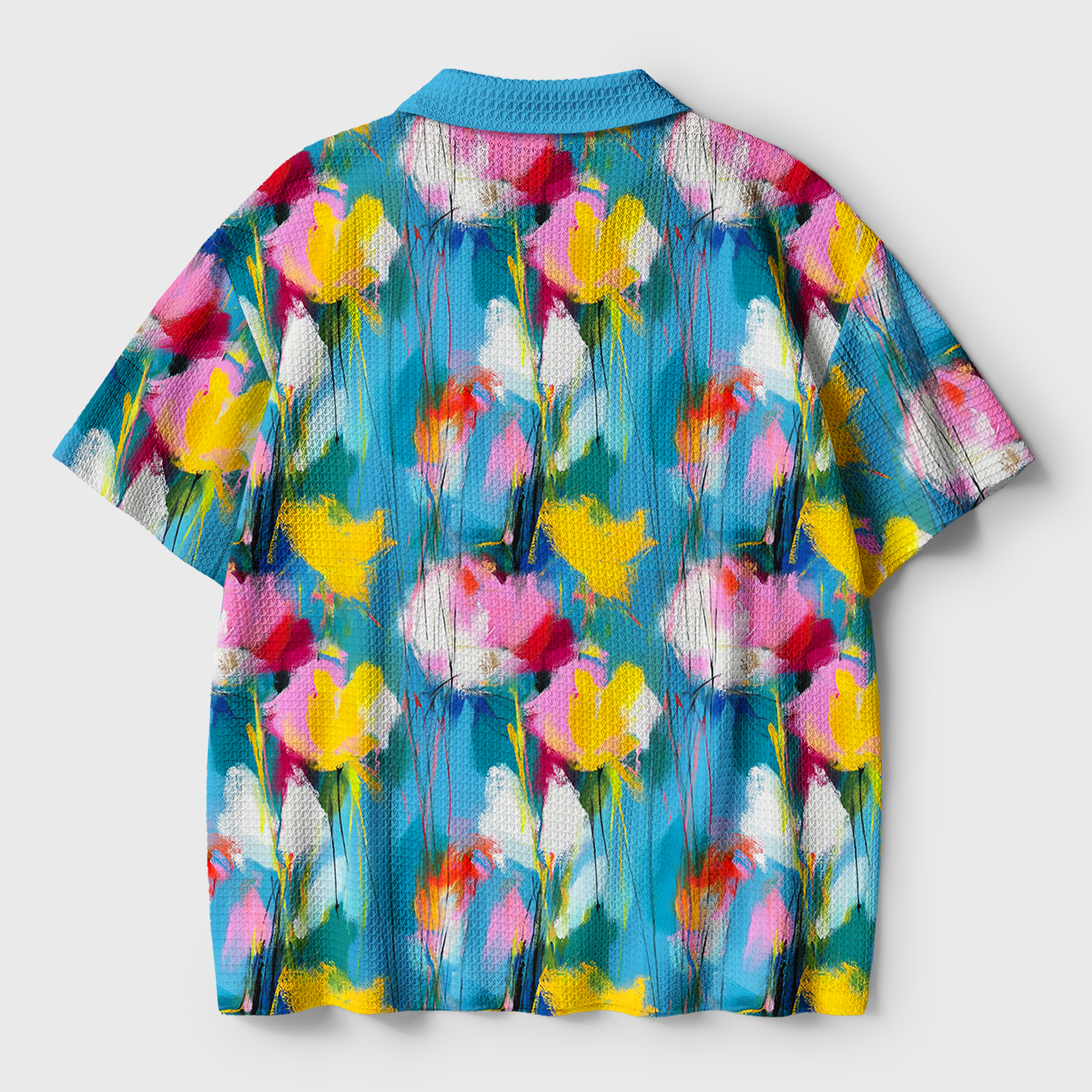 Tokyo-Tiger Summer Splash Abstract Paint Crochet Polo Shirt  