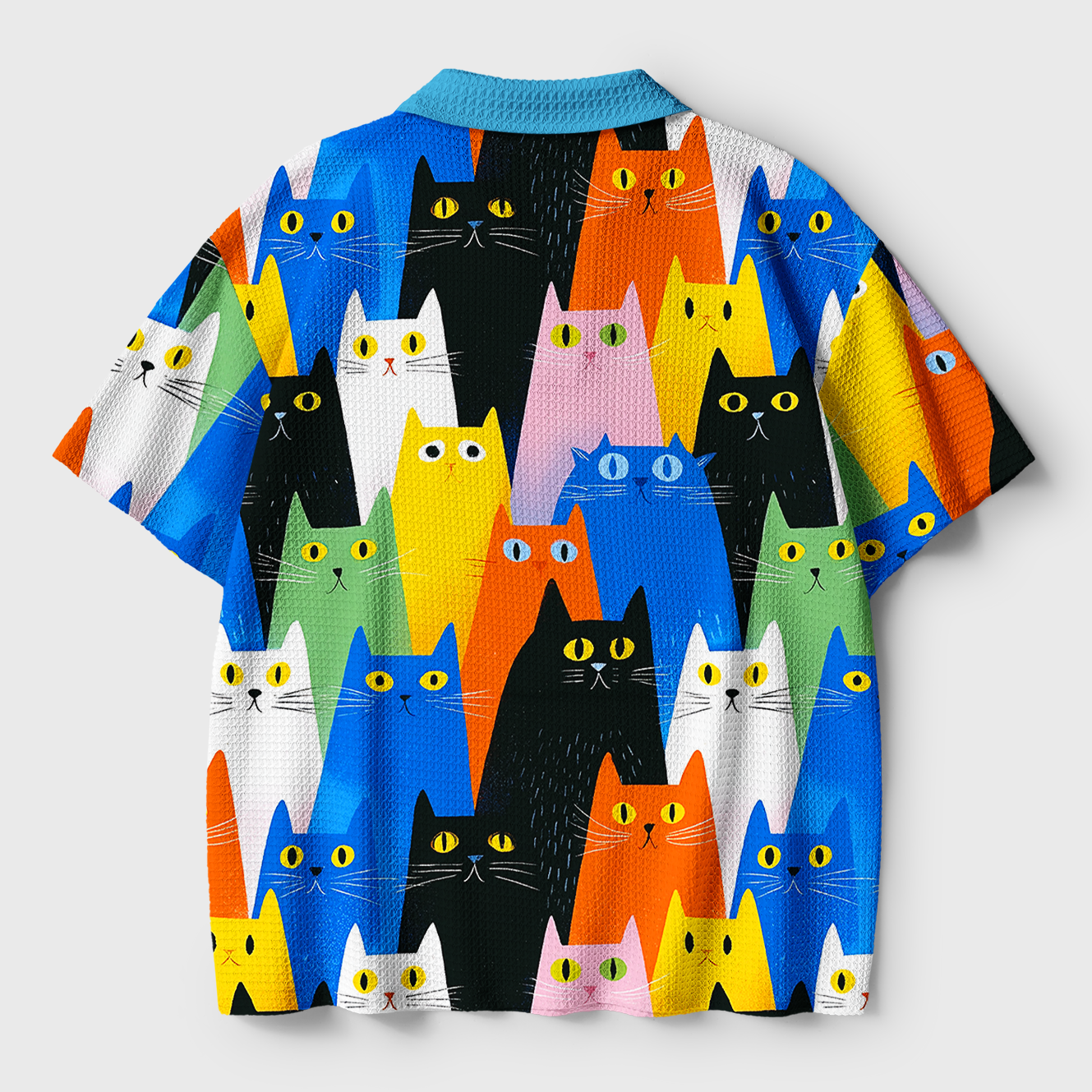 Tokyo-Tiger Colorful Cat Parade Crochet Polo Shirt 