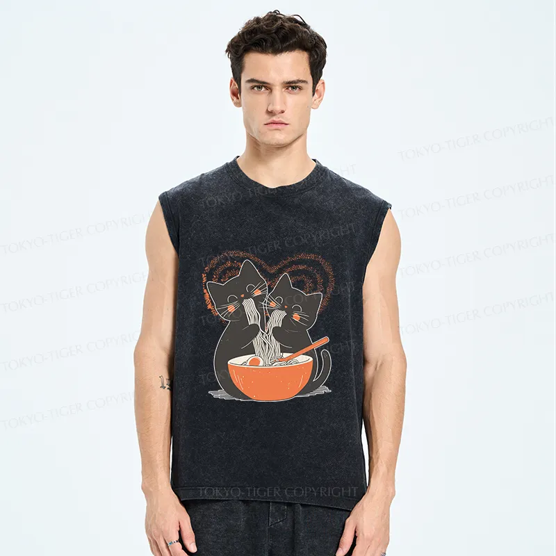 Tokyo-Tiger Let's Eat Ramen Together Washed Tank