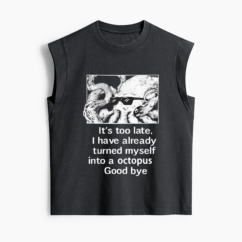 Tokyo-Tiger Octopus Meme I Disappeared Completely Women's Washed Tank Tops