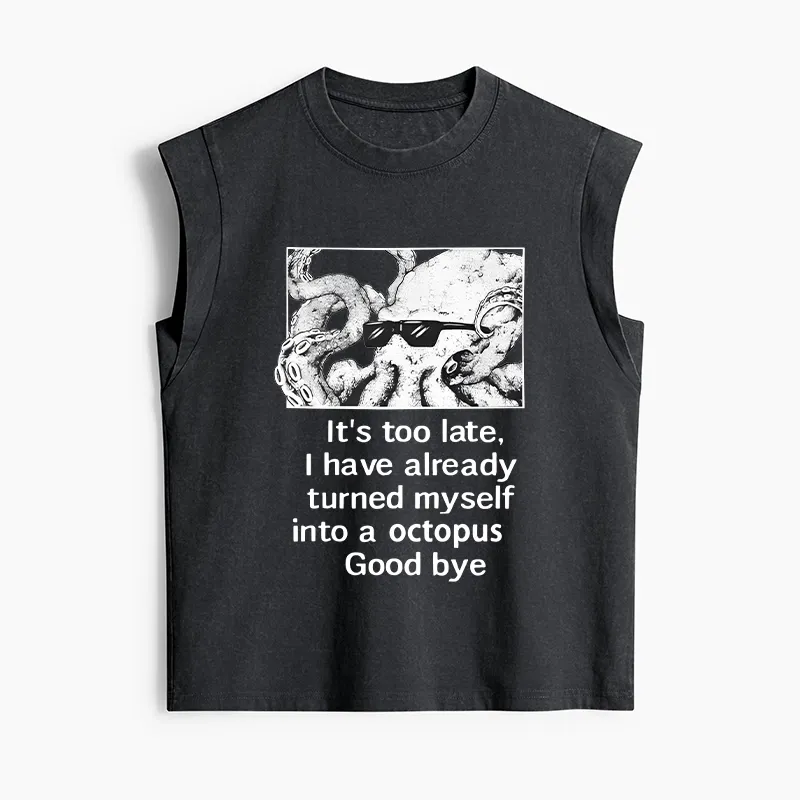 Tokyo-Tiger Octopus Meme I Disappeared Completely Women's Washed Tank Tops