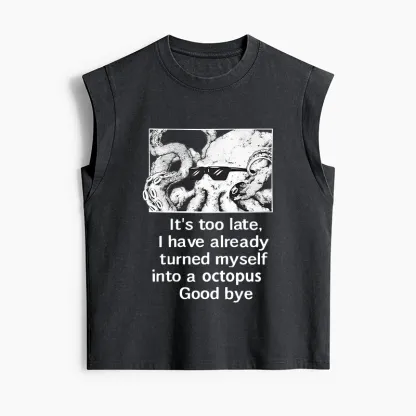 Tokyo-Tiger Octopus Meme I Disappeared Completely Women's Washed Tank Tops