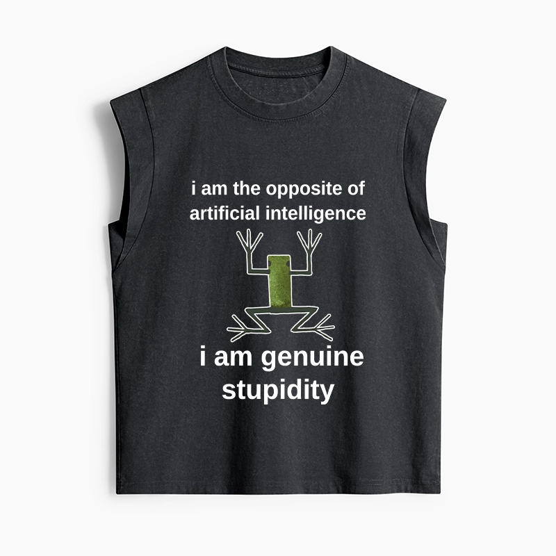 Tokyo-Tiger Genuine Stupidity Frog Meme Women's Washed Tank Tops