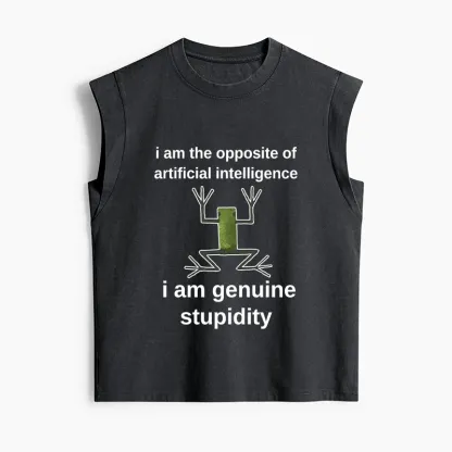 Tokyo-Tiger Genuine Stupidity Frog Meme Women's Washed Tank Tops