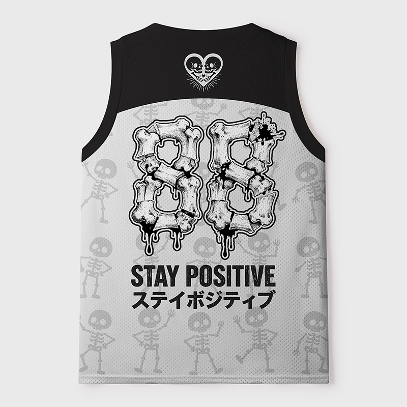 Tokyo-Tiger Stay Positive Skull Mesh Tank Top