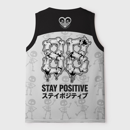 Tokyo-Tiger Stay Positive Skull Mesh Tank Top
