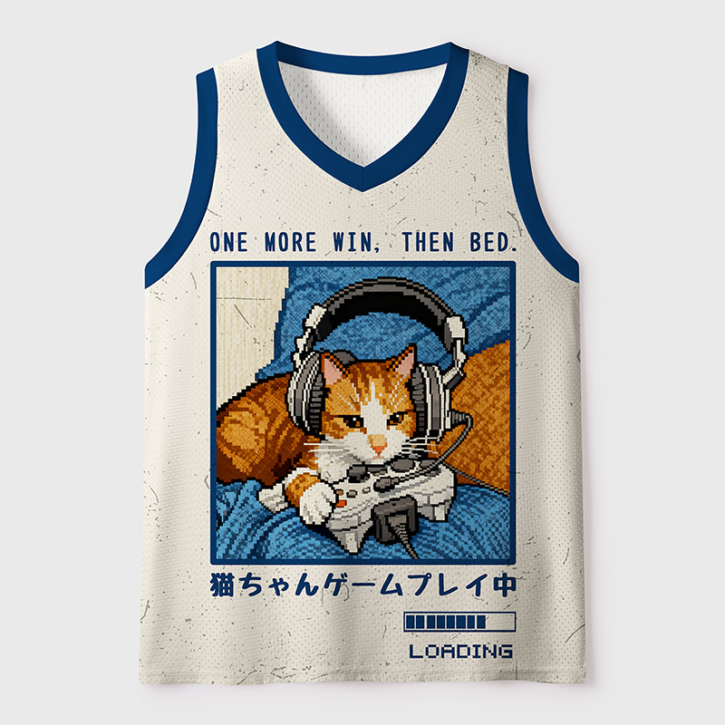 Tokyo-Tiger The cat playing games： "One more win, then bed" Mesh Tank Top
