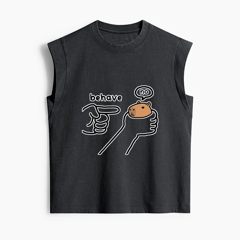 Tokyo-Tiger Dishonest Capybara Women's Washed Tank Tops