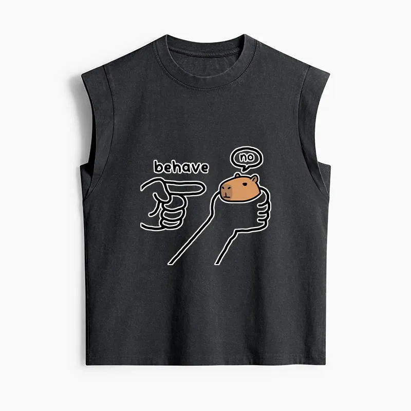 Tokyo-Tiger Dishonest Capybara Women's Washed Tank Tops