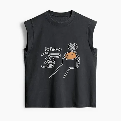 Tokyo-Tiger Dishonest Capybara Women's Washed Tank Tops