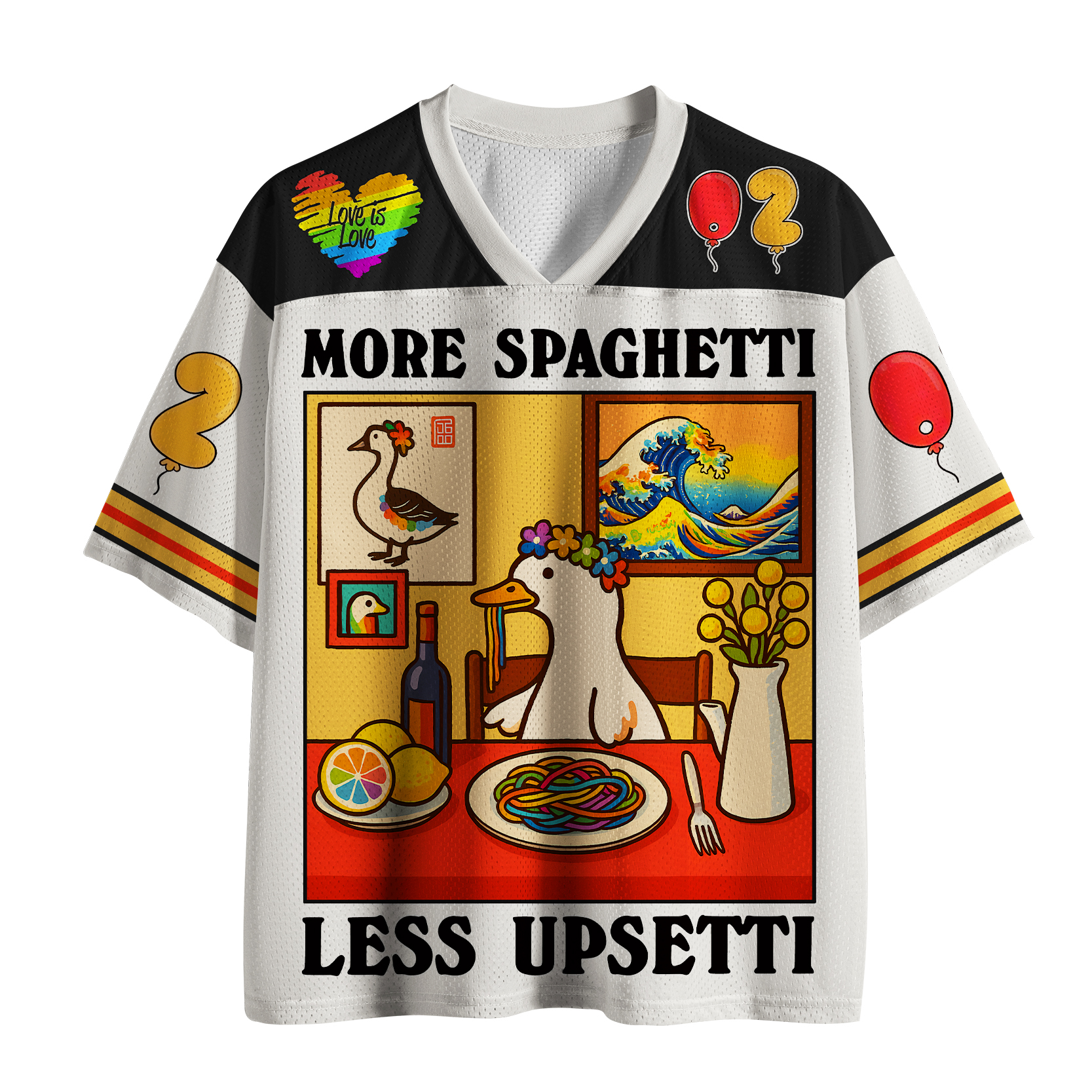 Tokyo-Tiger More Spaghetti Less Upsetti Funny Goose Mesh Jersey