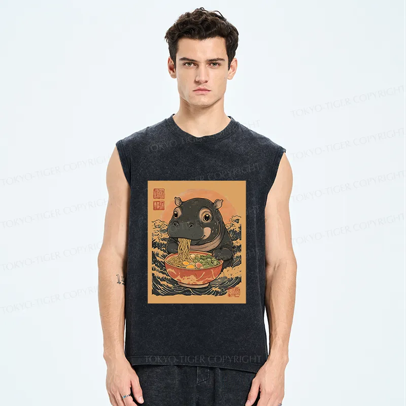 Tokyo-Tiger Moo Deng Eat Ramen Washed Tank