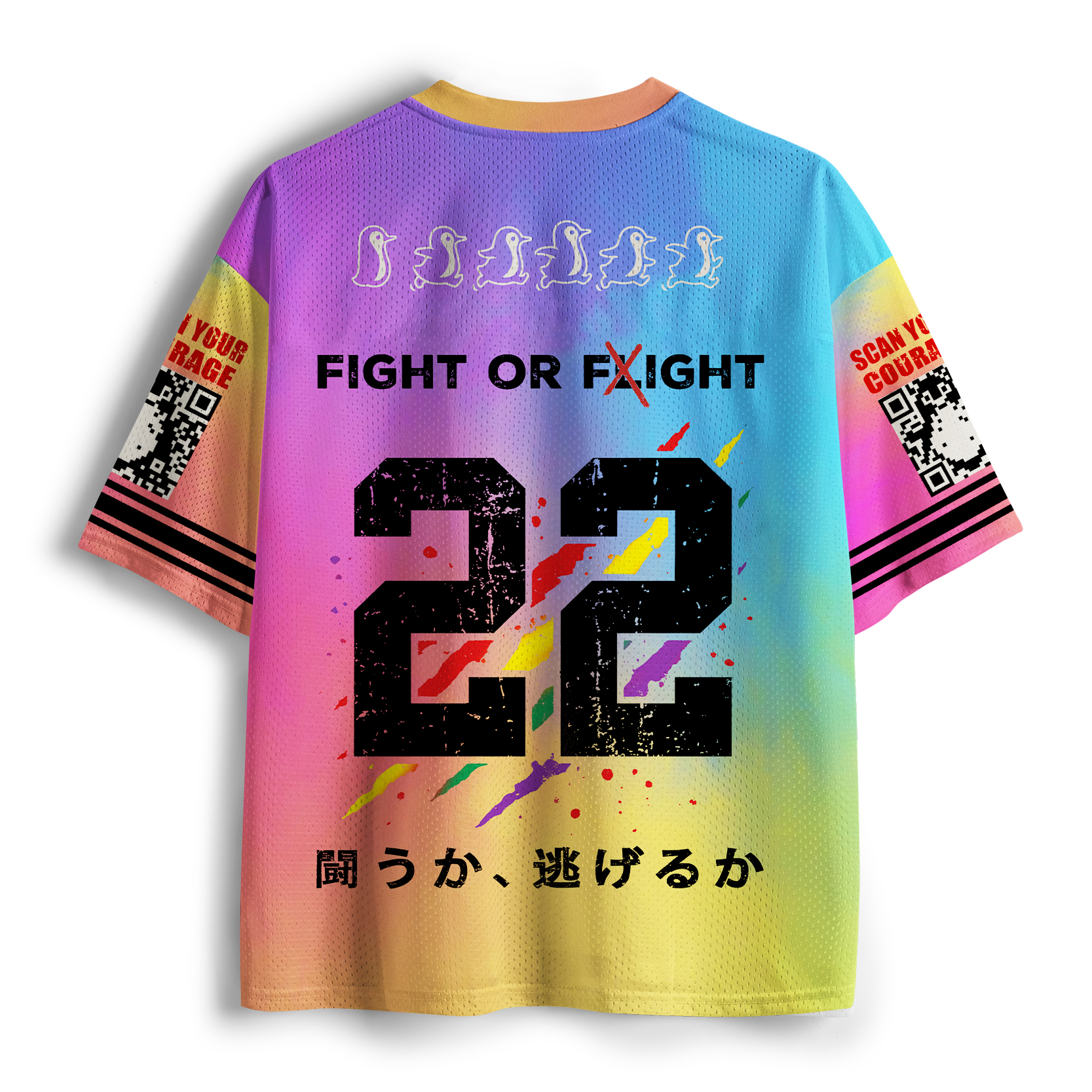 Tokyo-Tiger Woodblock Funny Penguin:Fight Or Flight Mesh Jersey