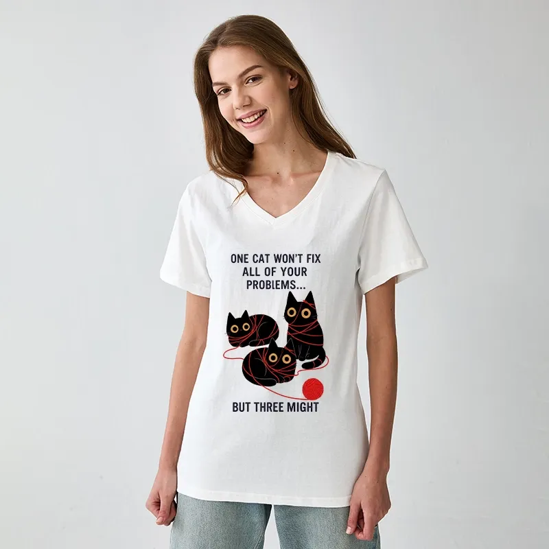 Tokyo-Tiger Three Cats Fix All Problems V-Neck Classic T-Shirt