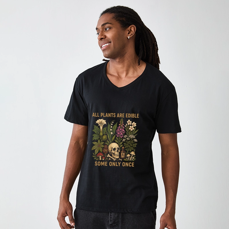 Tokyo-Tiger Edible Plants Some Only Once Joke V-Neck Classic T-Shirt