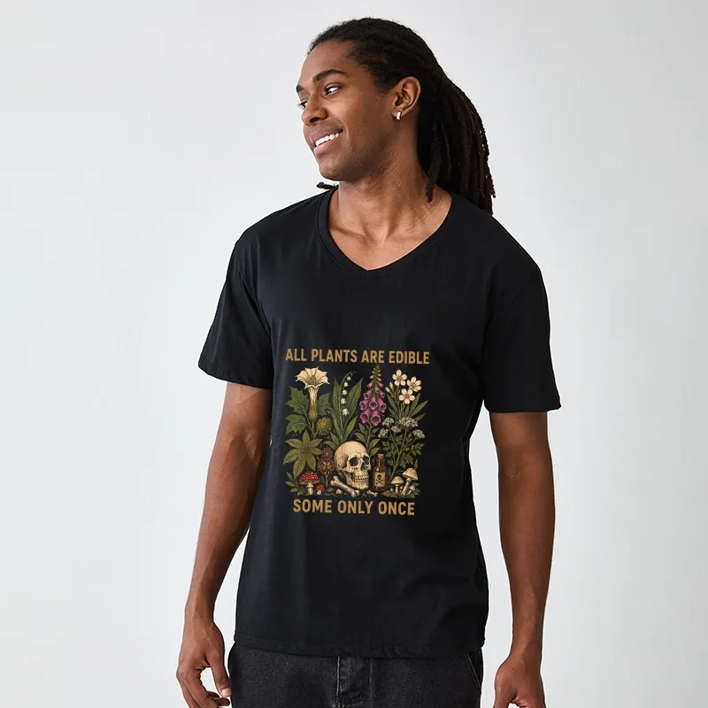 Tokyo-Tiger Edible Plants Some Only Once Joke V-Neck Classic T-Shirt