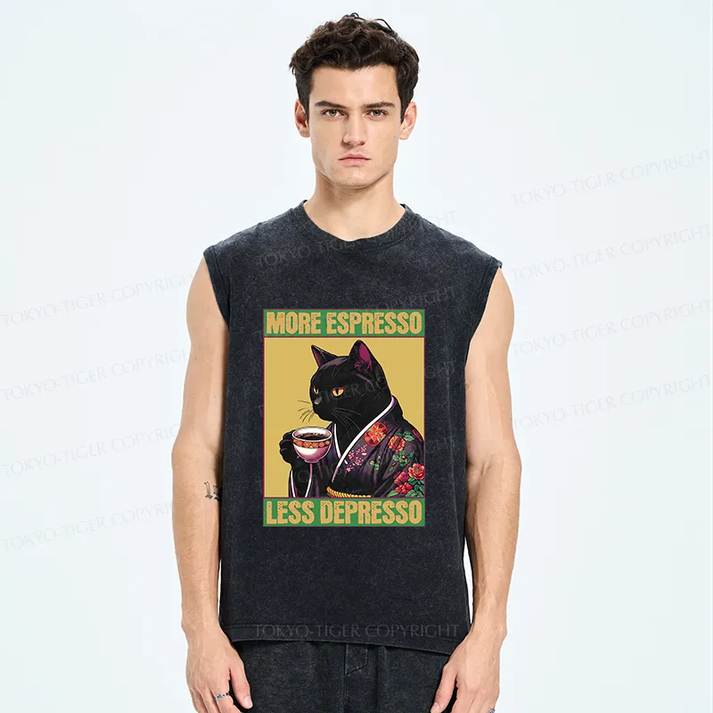 Tokyo-Tiger Up Caffeine Down Depression Washed Tank