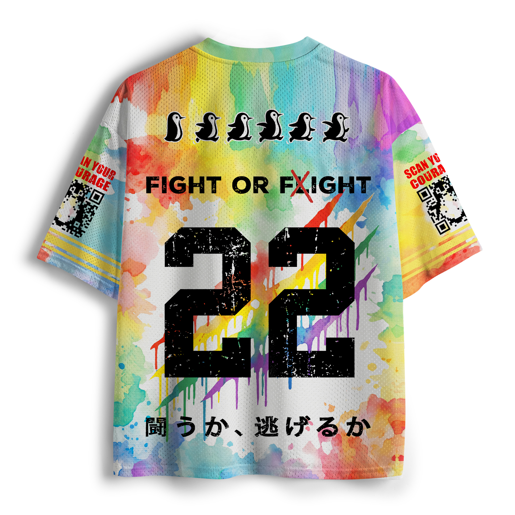 Tokyo-Tiger Funny Pride Month Penguin:Fight Or Flight Mesh Jersey