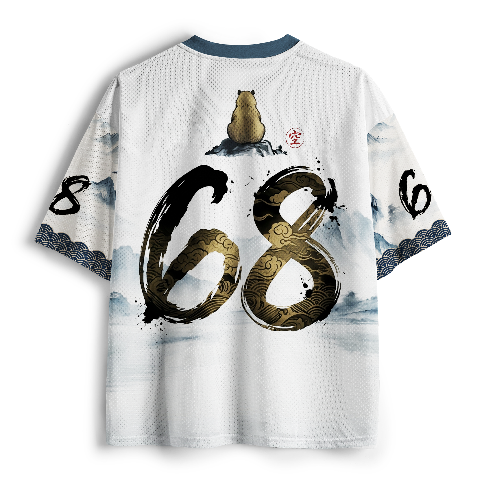 Tokyo-Tiger Ink Wash Capybara Enso Mesh Jersey