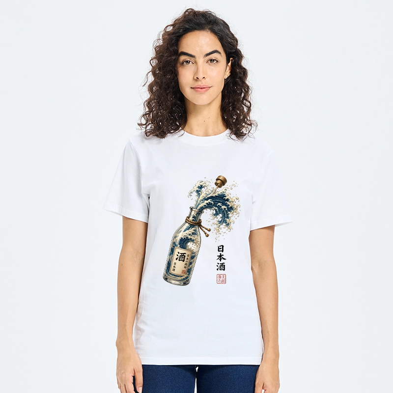 Tokyo-Tiger Ocean Wave Poured From A Sake Bottle Classic T-Shirt