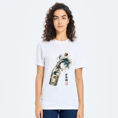 Tokyo-Tiger Ocean Wave Poured From A Sake Bottle Classic T-Shirt