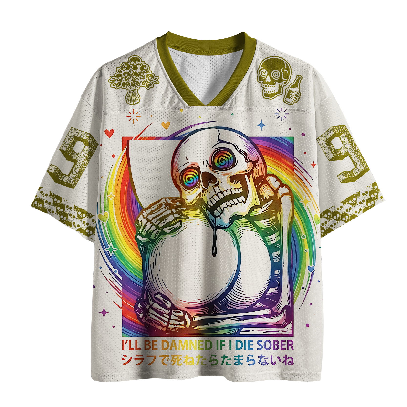 Tokyo-Tiger Funny Skull：I'll Be Danned If I Die Sober Mesh Jersey
