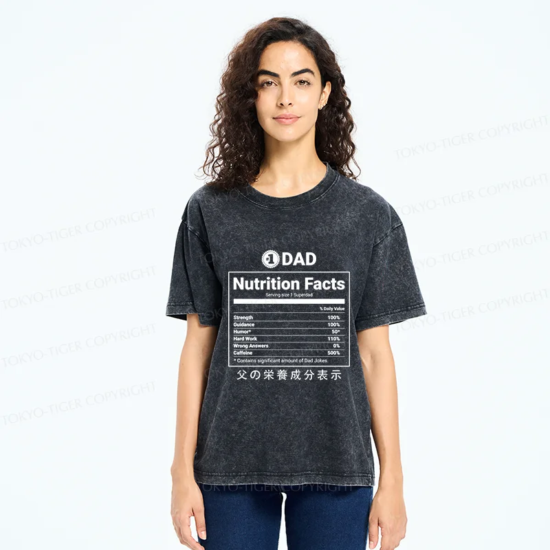 Tokyo-Tiger Father Nutrition Facts Washed T-Shirt