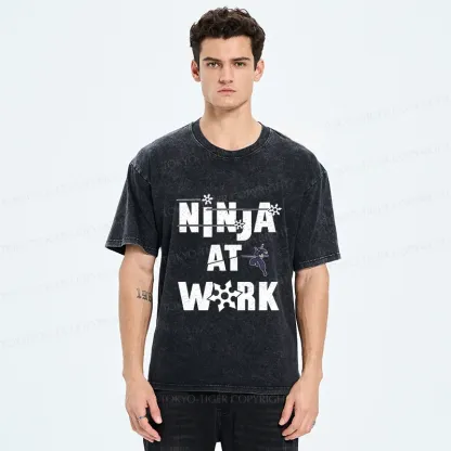 Tokyo-Tiger Funny Ninja Washed T-Shirt