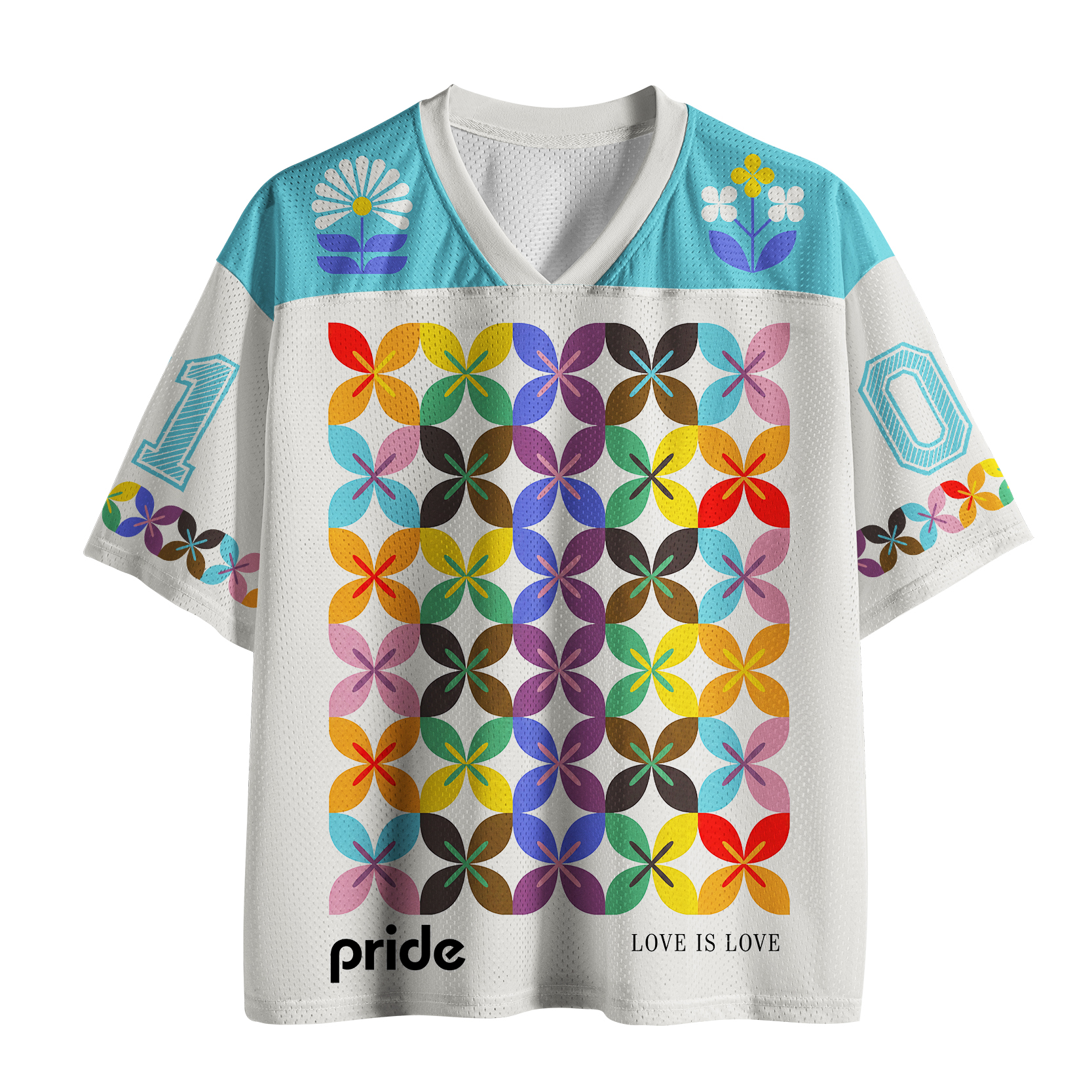 Tokyo-Tiger Funny Pride Geometric Flower Pattern Mesh Jersey