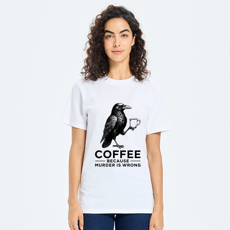 Tokyo-Tiger Raven Holding Coffee Life Mood Classic T-Shirt