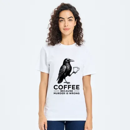 Tokyo-Tiger Raven Holding Coffee Life Mood Classic T-Shirt