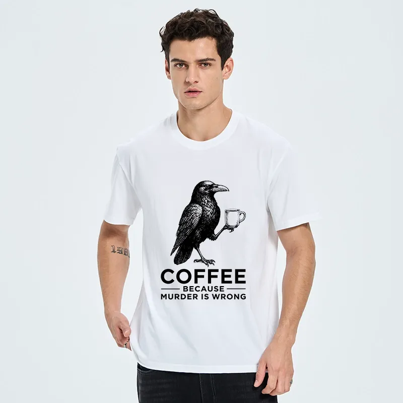 Tokyo-Tiger Raven Holding Coffee Life Mood Classic T-Shirt