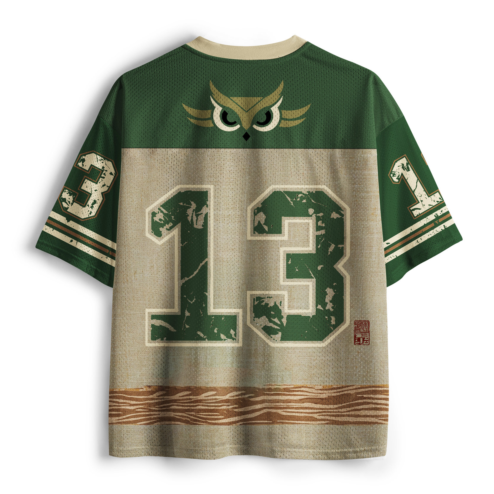 Tokyo-Tiger Vintage Linen Owl No.13 Mesh Jersey