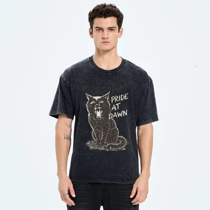 Tokyo-Tiger Cool Black Cat With Pride At Dawn Washed T-Shirt