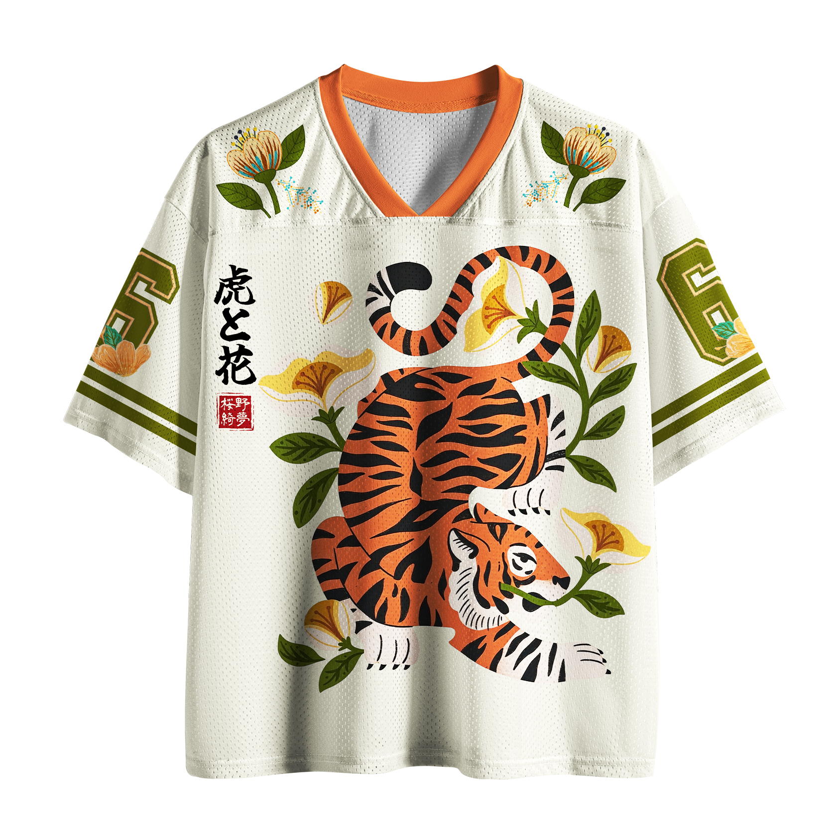 Tokyo-Tiger Vintage Floral Tiger Mesh Jersey